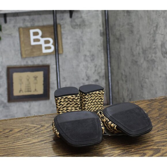 NWT Universal Thread Raffia Strappy Knot Sandal Heels Black Brown Multi 10M - Picture 10 of 11